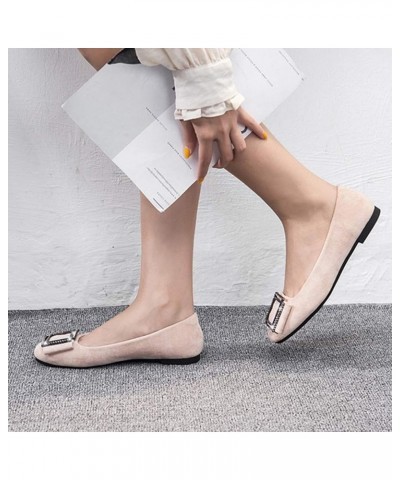 Women's Classic Slip On Ballet Flats Comfortable Square Toe Buckled Loafers Casual Walking Shoes Apricot $19.58 Loafers & Sli...