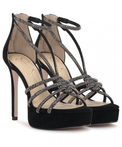 Women's Suvrie Ankle Strap Platform Sandal Heeled Black $32.24 Sandals