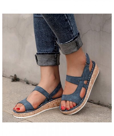 Platform Clogs Wedge Shoes For Women Black Platform Heels For Women Heeled sandals Woman sandals Women Heeled sandals Blue-g ...