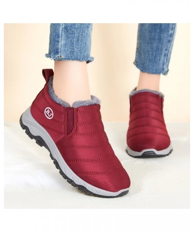 Womens Mens Snow Boots Winter Shoes Slip On Ankle Booties Anti-Slip Water Resistant Fully Fur Lined Outdoor Sneakers D51-red ...