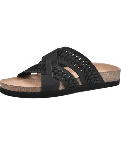 Women's Harding Footbed Sandal Black/Leather $18.99 Sandals