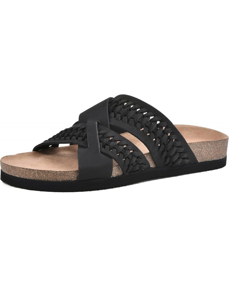 Women's Harding Footbed Sandal Black/Leather $18.99 Sandals