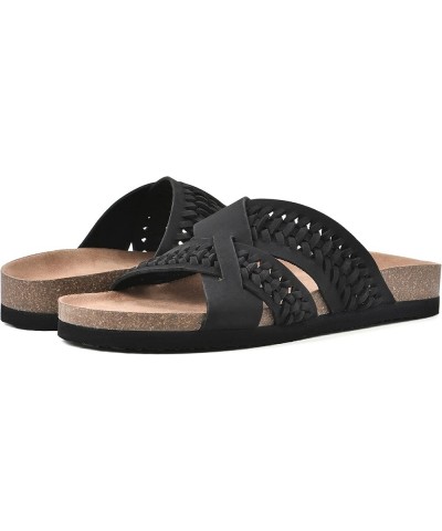 Women's Harding Footbed Sandal Black/Leather $18.99 Sandals