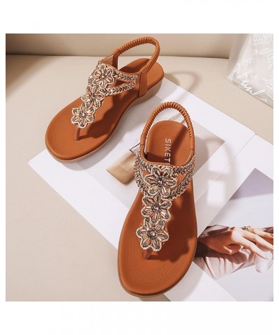 Shower Flip Flops Women Flip Flops For Women Ballet Flats Shoes For Women With Strap Womens Wedge sandals Women sandal Brown ...