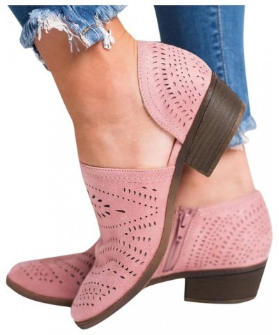 Cute Sandals For Women Flip Flops For Single Casual Shoes Hollow-out Low Heel Cutout Booties Zipper Ankle Boots Pink $18.76 S...