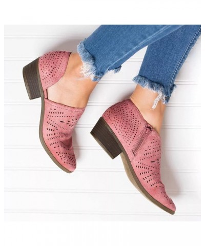 Cute Sandals For Women Flip Flops For Single Casual Shoes Hollow-out Low Heel Cutout Booties Zipper Ankle Boots Pink $18.76 S...