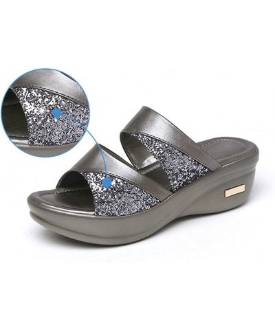 Sandals Women Gold Party Platform Wedges Fashion Open-Toe Sparkly Dressy Comfy Mules Gold,silver $15.81 Athletic Shoes