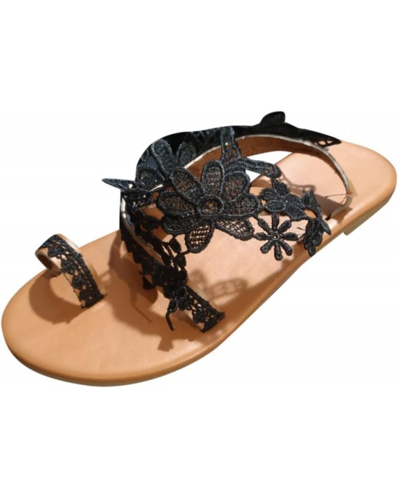 Womens Flower Comfy Flat Bohemia Casual Sandal Summer Beach Travel Open Toe Sandal Gladiator Roman Wedding Bridal Party Sanda...