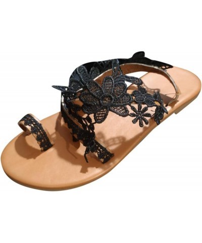 Womens Flower Comfy Flat Bohemia Casual Sandal Summer Beach Travel Open Toe Sandal Gladiator Roman Wedding Bridal Party Sanda...