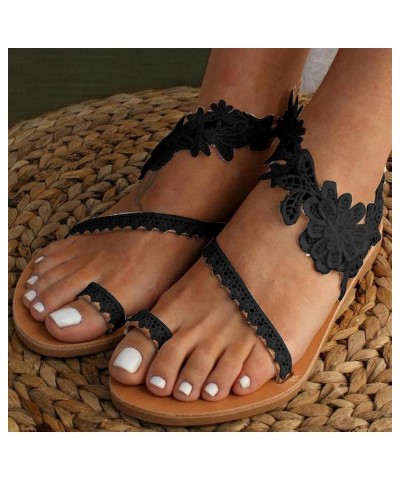 Womens Flower Comfy Flat Bohemia Casual Sandal Summer Beach Travel Open Toe Sandal Gladiator Roman Wedding Bridal Party Sanda...