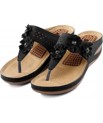 Women's Flat Sandals Cork Footbed Low Block Sandals & Flip Flops Pump Sandals Prom Dance for Women Black $12.60 Sandals