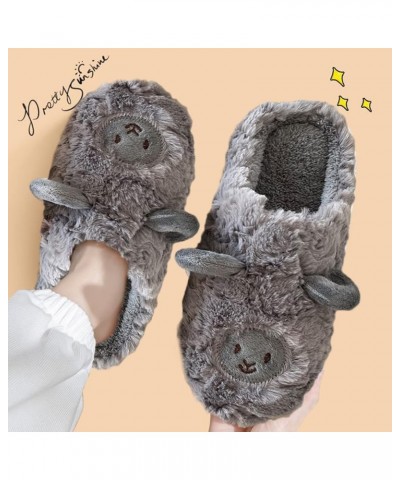 Fluffy Slippers Women Men Lightweight Winter Home Cotton Slides Christmas Antlers Trench Sports Slippers C-grey $10.14 Slippers