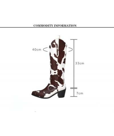 Women's Knee-High Cow Print Boots, Pointed-Toe Boots Mid-Calf Mid Heel 2-3 Inches Women's Boots Winter 39 Zongse $41.14 Boots