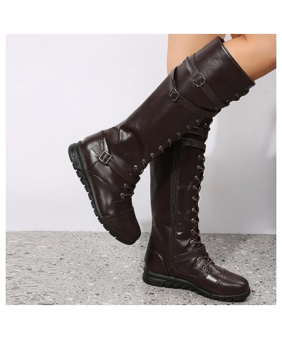 Cowboy Boots for Women Mid Calf Western Black Knee High Skinny Calf Boots for Women Low Heel Brown Boots Women Fall Flat Bota...