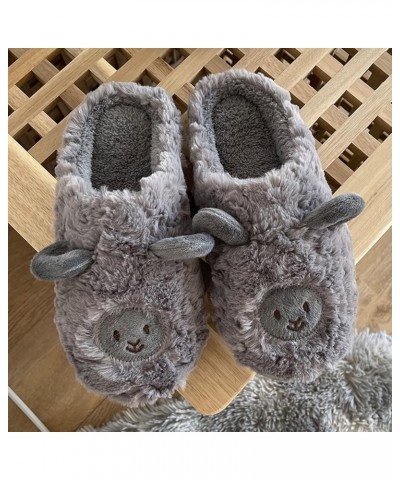 Fluffy Slippers Women Men Lightweight Winter Home Cotton Slides Christmas Antlers Trench Sports Slippers C-grey $10.14 Slippers