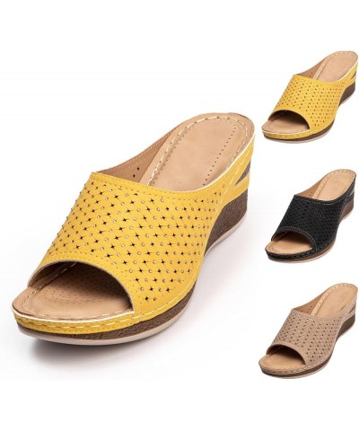 Wedge Sandals for Women Hollow Out Slip On, Wedge Sandals for Women Casual Summer Platform Open Toe Roman Sandal Casual Vinta...