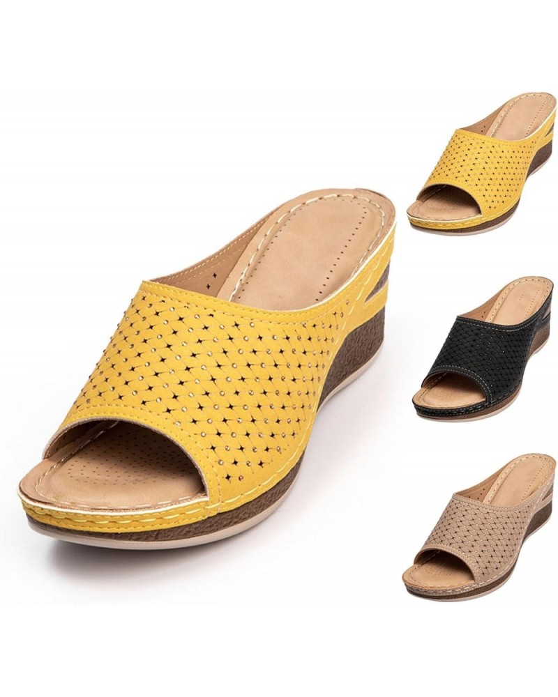 Wedge Sandals for Women Hollow Out Slip On, Wedge Sandals for Women Casual Summer Platform Open Toe Roman Sandal Casual Vinta...