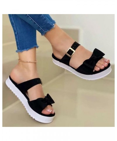 Wedge Sandals for Women, Summer Women Open Toe Breathable Beach Sandals Slip-On Straw Casual Wedges Shoes, Straw Wedge Black-...