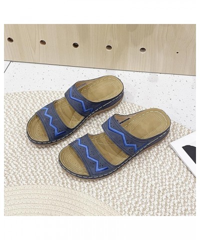 Summer Wedge Sandals for Women 2024 Dressy Orthopedic Walking Sandals Women Comfort Fashion Stylish Casual Beach Sandals Blue...