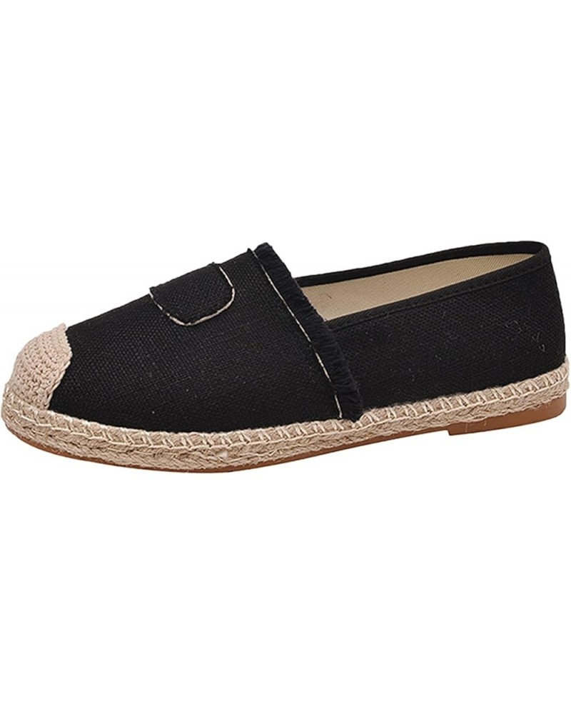 walking sneakers for women Women's Fashion Casual Versatile Comfortable Canvas Flat Loafers Z-03 Black $14.95 Athletic Shoes