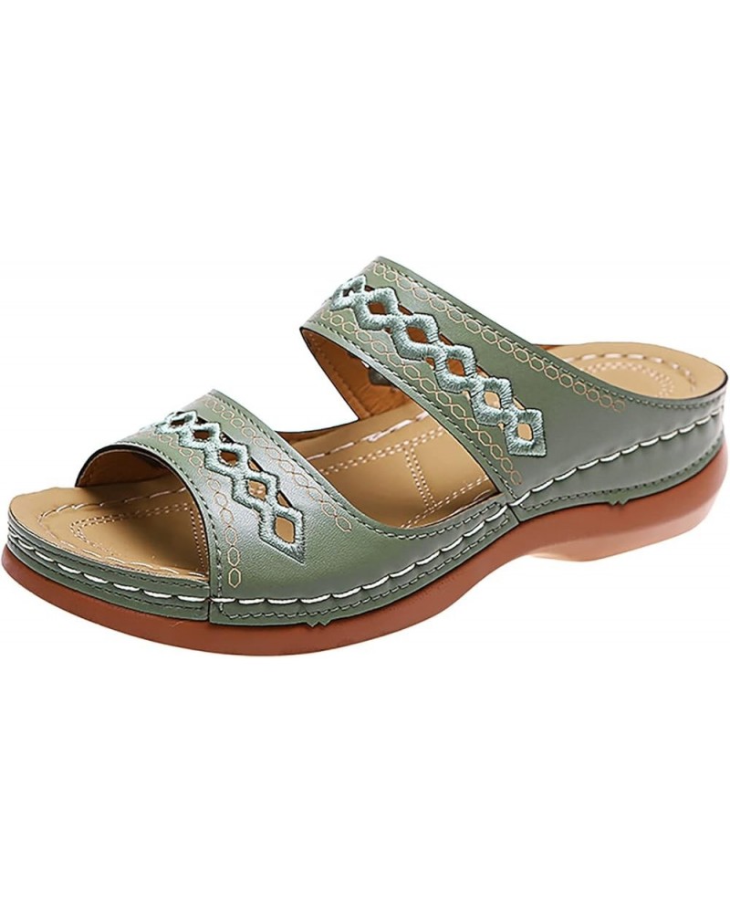 Sandals Women Comfortable Orthopedic Sandals with Arch Support Wedge Sandals Comfortable Walking Sandals Z02-green $9.95 Sandals