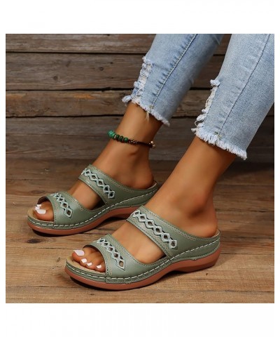 Sandals Women Comfortable Orthopedic Sandals with Arch Support Wedge Sandals Comfortable Walking Sandals Z02-green $9.95 Sandals