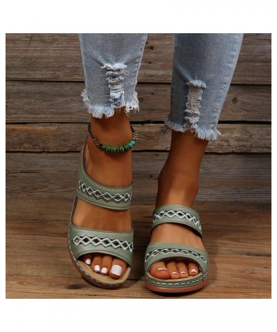 Sandals Women Comfortable Orthopedic Sandals with Arch Support Wedge Sandals Comfortable Walking Sandals Z02-green $9.95 Sandals