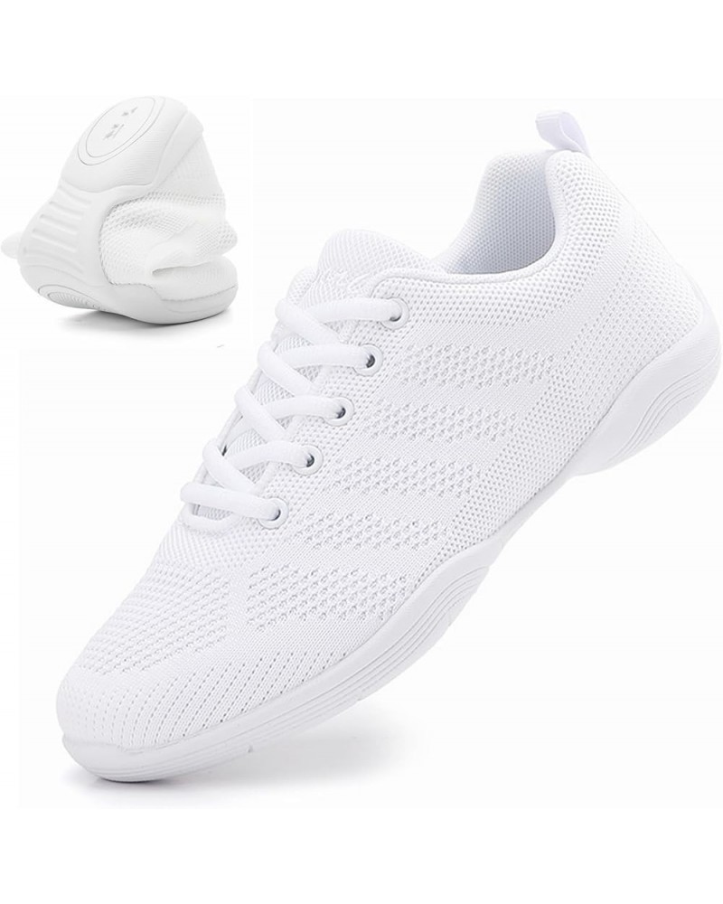 Girls Cheer Shoes White Cheerleading Shoes Dance Athletic Training Tennis Breathable Women Youth Lightweight Competition Chee...