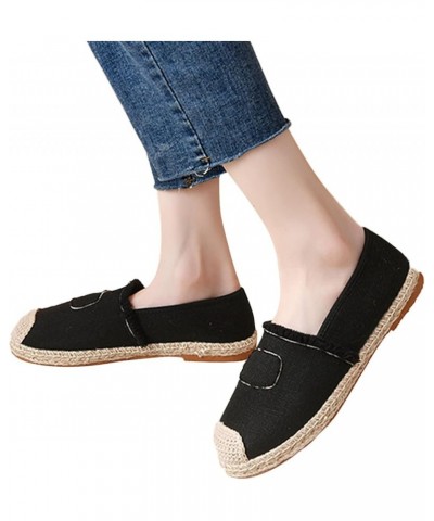 walking sneakers for women Women's Fashion Casual Versatile Comfortable Canvas Flat Loafers Z-03 Black $14.95 Athletic Shoes