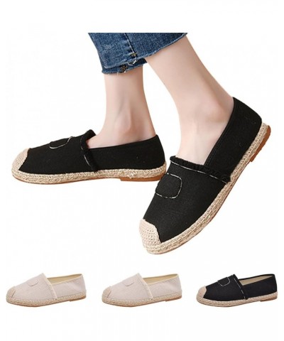 walking sneakers for women Women's Fashion Casual Versatile Comfortable Canvas Flat Loafers Z-03 Black $14.95 Athletic Shoes