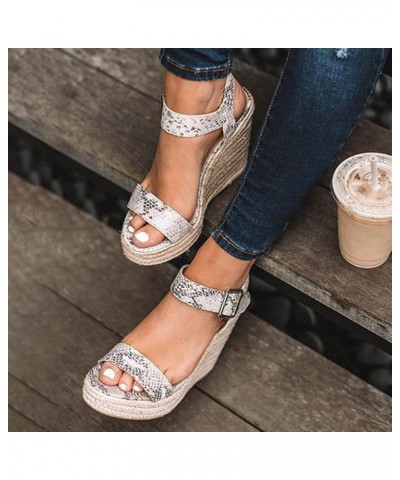 Wedge Sandals for Women Casual Fall Platform Espadrilles High Heel Sandals Beach Casual Sandals Open Toe Roman Shoes White $1...