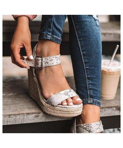 Wedge Sandals for Women Casual Fall Platform Espadrilles High Heel Sandals Beach Casual Sandals Open Toe Roman Shoes White $1...