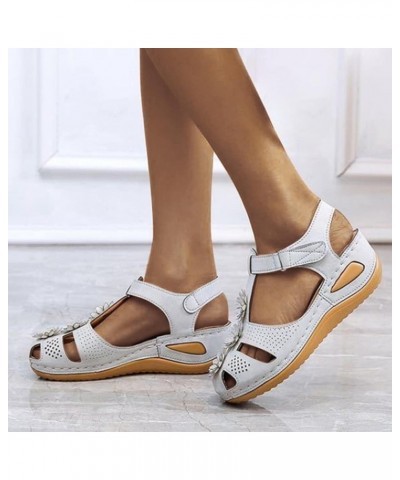 Womens Wedge Flower Summer Comfortable Platform Bohemia Shoes Sandals With Arch Support Women Sandals Size 8 Wide Grey $16.44...