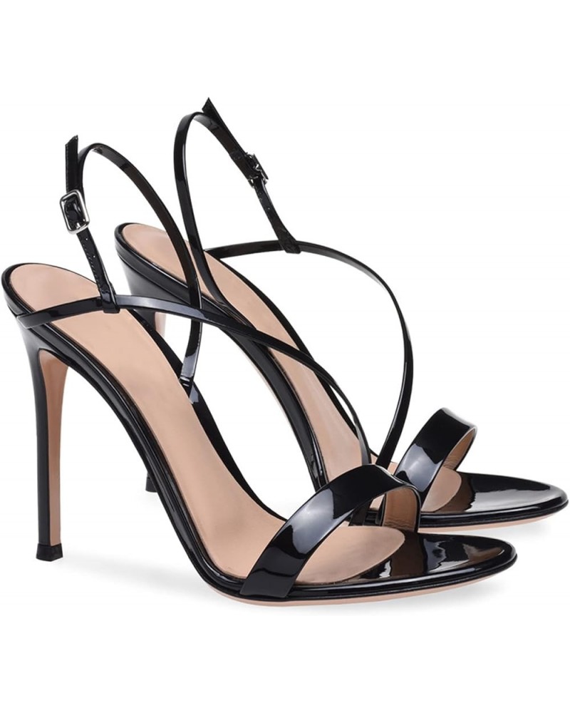 4.72IN Sexy Patent Leather High Heels Fetish Shoes Stiletto Nightclub Pole Dance Wedding Party Prom Sandals Black $30.63 Sandals