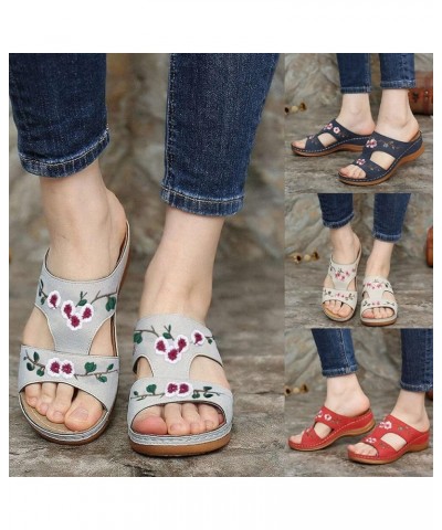 Sandals for Women Dressy Summer,Sandals Women Wide Premium Orthopedic Open Toe Sandals Retro Anti-Slip Casual Blue $12.31 San...