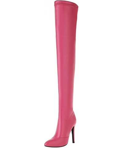 Women Fashion Concise 11.5CM Super High Heels Pointed Toe Over The Knee Boots Sexy Stiletto Side Zipper Thigh High Booties Pi...