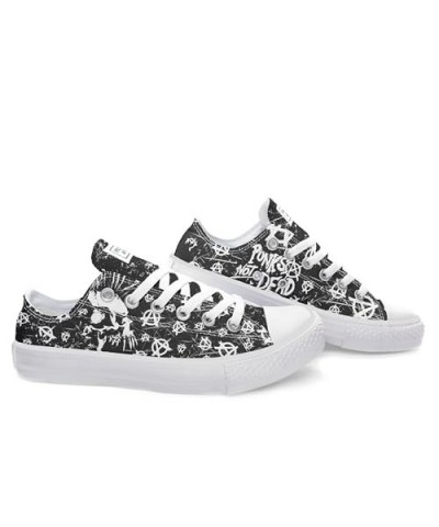 Skull anarchy - Punk is alive Pattern Print Custom Design canvas low top Classic Style Women Fashion Sneakers (10.5) 12 $45.0...