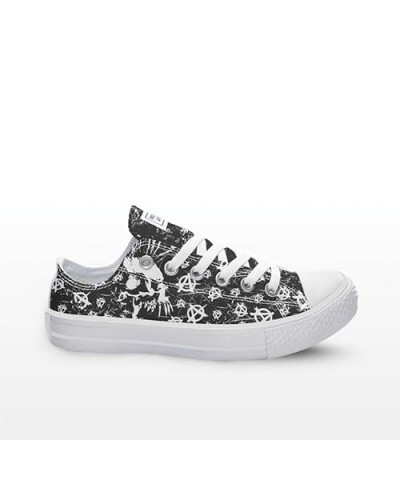 Skull anarchy - Punk is alive Pattern Print Custom Design canvas low top Classic Style Women Fashion Sneakers (10.5) 12 $45.0...