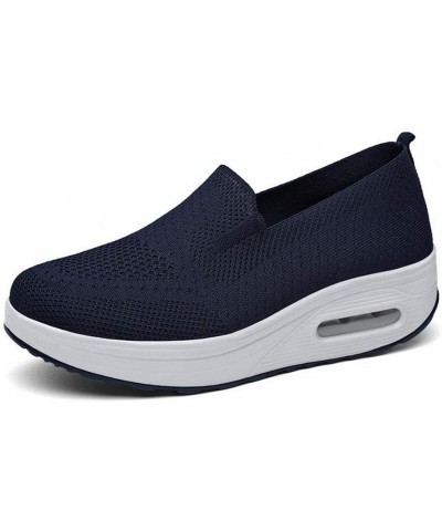 Slip On Shoes for Women Platform Mesh Shoes Casual Breathable Shoes Blue $12.90 Loafers & Slip-Ons