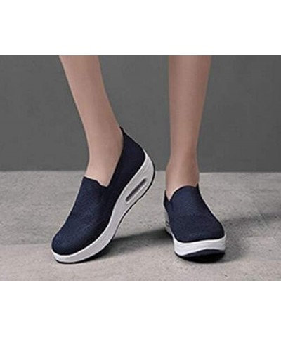 Slip On Shoes for Women Platform Mesh Shoes Casual Breathable Shoes Blue $12.90 Loafers & Slip-Ons