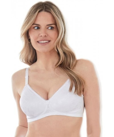 5006222 Floral Jacquard Wireless Soft Cup Bra with Lightly-Lined Cups White $9.43 Boots