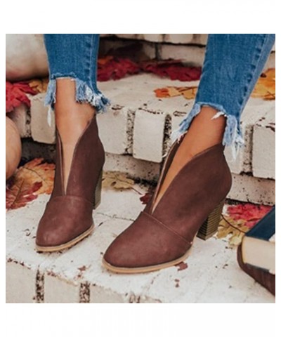 Wide Women's Ankle Boots Thick Heel Low Heeled Booties for Women Women Platform Wedge Booties Chunky Block Heel Ankle Boots A...