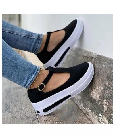 Wedges for Women, Womens Slide Wedge Sandal Summer Platform Casual Wedges Toe Open Toe Buckle Ankle Strap Sandals Z7-black $1...