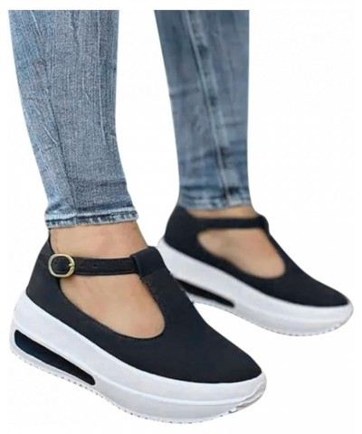 Wedges for Women, Womens Slide Wedge Sandal Summer Platform Casual Wedges Toe Open Toe Buckle Ankle Strap Sandals Z7-black $1...