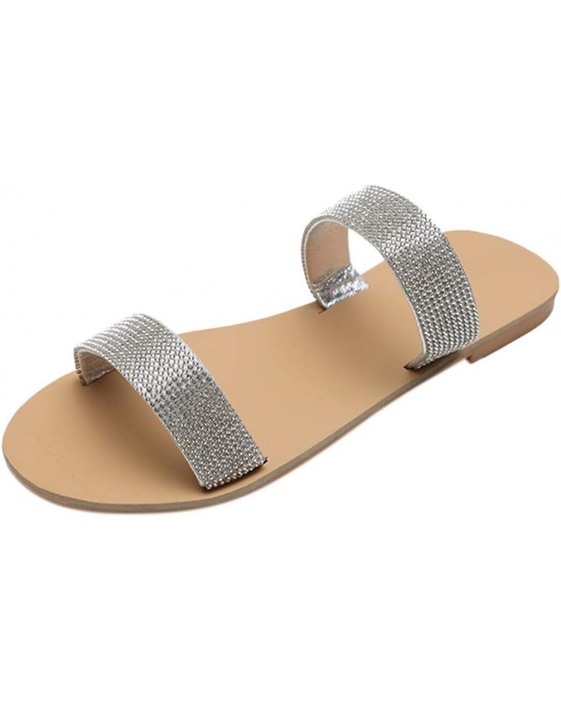 Women Sandal Wedge Platform Sandals Gladiator Flip Flop Bohemian Ankle Strappy Zipper Flat Cute Sandals LS3 Silver $12.99 San...