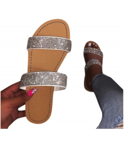 Women Sandal Wedge Platform Sandals Gladiator Flip Flop Bohemian Ankle Strappy Zipper Flat Cute Sandals LS3 Silver $12.99 San...