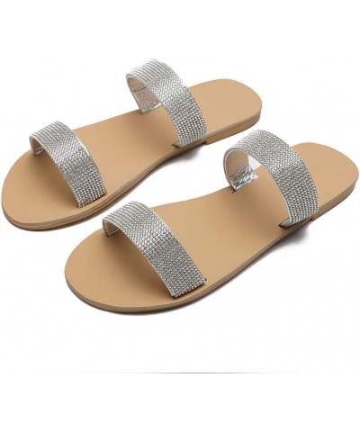 Women Sandal Wedge Platform Sandals Gladiator Flip Flop Bohemian Ankle Strappy Zipper Flat Cute Sandals LS3 Silver $12.99 San...