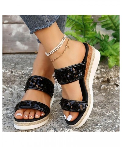 Wedge Slides for Women Low Wedge Shoes Yoga Mat Insole Orthotic Sandals Open Toe Flat Casual Summer Dressy Sandals 36-zoxro-b...