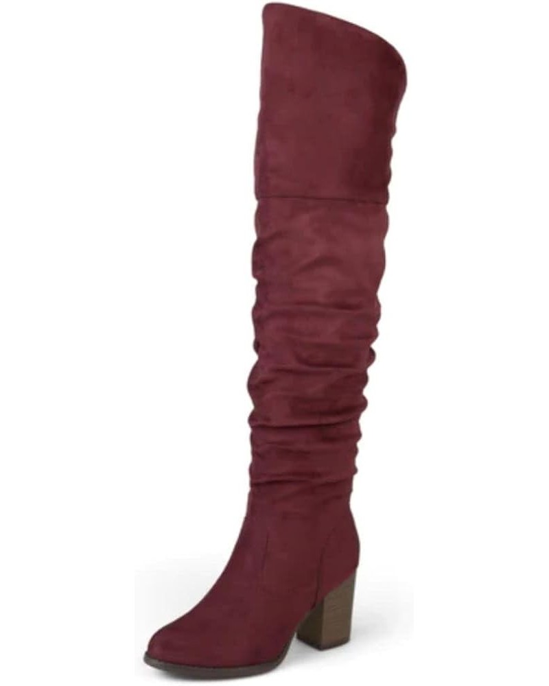 Womens Kaison Zipper Over-The-Knee Boots Extra Wide Calf Wine $9.17 Boots