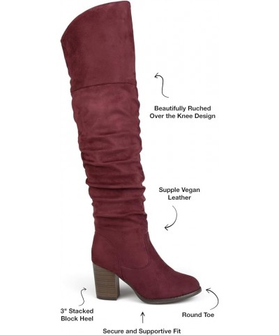 Womens Kaison Zipper Over-The-Knee Boots Extra Wide Calf Wine $9.17 Boots